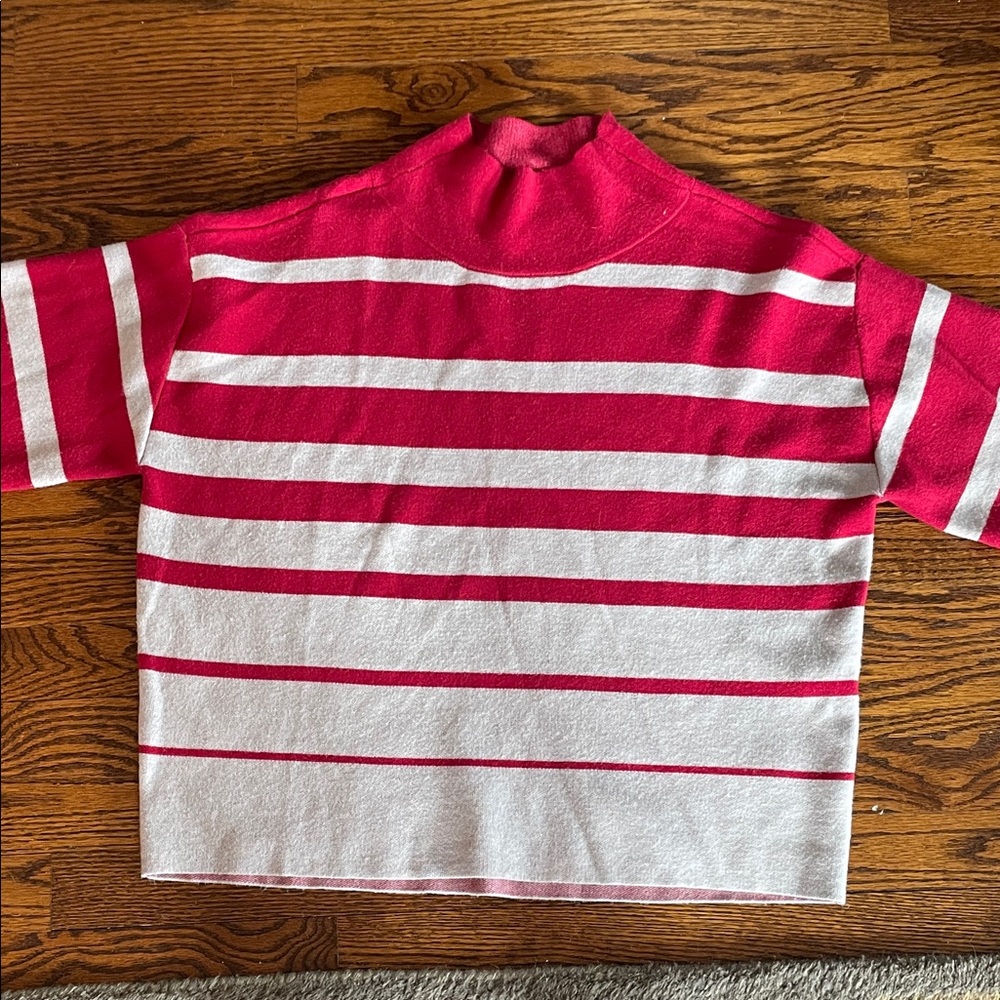 Maeve Cowl Neck Sweater - Red and White Stripes